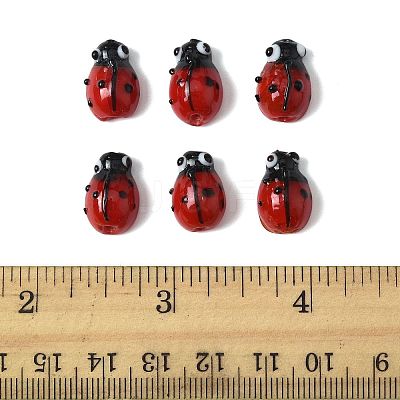 2 Strands Ladybug Handmade Lampwork Beads Strands LAMP-FS0001-53A-1