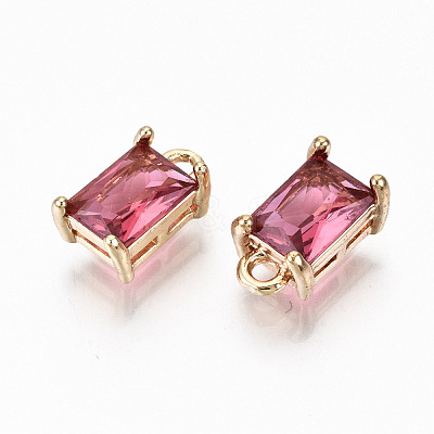 Brass Glass Rhinestone Pendants GLAA-S179-21F-RS-1
