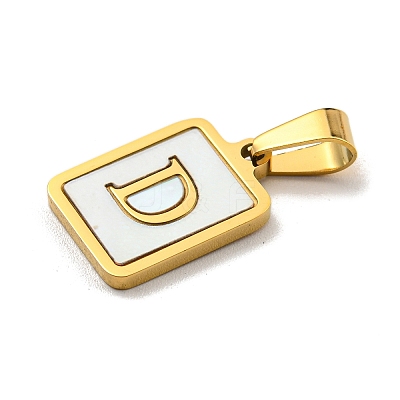 PVD Vacuum Plating 304 Stainless Steel Pave Natural White Shell Pendants STAS-S130-03G-D-1