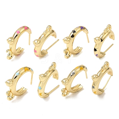 Brass Enamel Stud Earrings KK-CBA8324-23G-1
