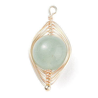 Natural Stone Copper Wire Wrapped Connector Charms PALLOY-JF01377-02-1