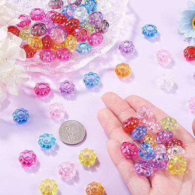 100Pcs UV Plating Transparent Acrylic European Beads TACR-TA0001-93C-1