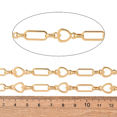 304 Stainless Steel Rectangle & Heart Link Chains SA-CBAE0F2-06G-1