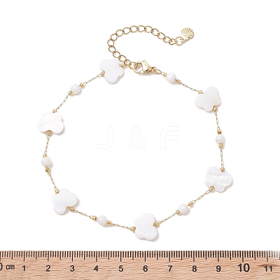 Summer Beach Natural White Shell Link Chain Anklets AJEW-AN00771-03-1