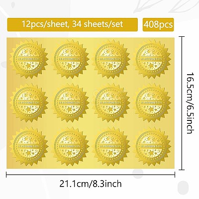 34 Sheets Self Adhesive Gold Foil Embossed Stickers DIY-WH0509-045-1