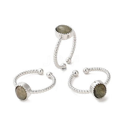 Natural Labradorite Open Cuff Ring RJEW-M166-04P-F-1