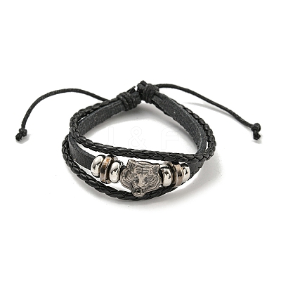 PU Imitation Leather Cord Triple Layer Multi-strand Bracelets BJEW-P329-04B-AS-1