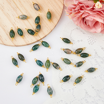 30Pcs Natural Moss Agate Connector Charms FIND-DC0003-54-1
