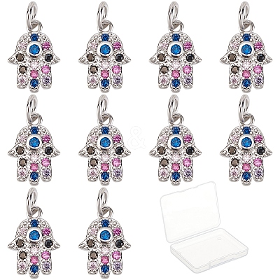 10Pcs Brass Micro Pave Cubic Zirconia Charms ZIRC-SC0001-17-1