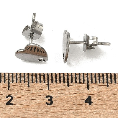 Non-Tarnish 304 Stainless Steel Heart Stud Earring Findings X-STAS-R063-37-1