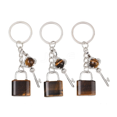 Natural Tiger Eye Pendant Keychains KEYC-A016-01P-12-1