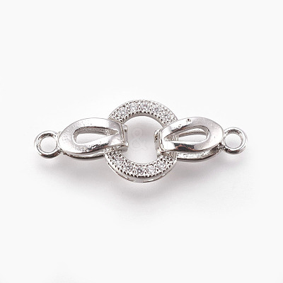 Brass Micro Pave Cubic Zirconia Fold Over Clasps KK-P164-12P-1