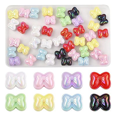 40Pcs UV Plating Opaque Acrylic Beads OACR-FS0002-28-1