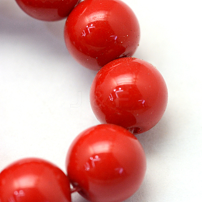 Baking Paint Pearlized Glass Pearl Round Bead Strands X-HY-Q330-8mm-55-1