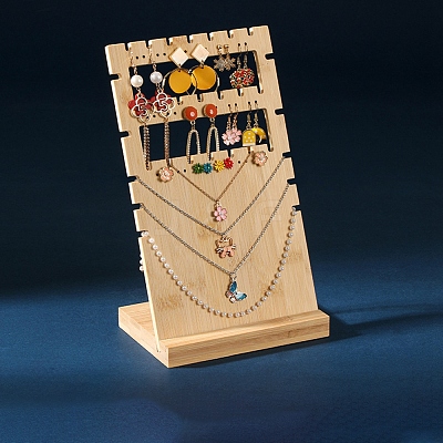 Rectangle L Shaped Bamboo Earring Necklace Display Stands PW-WG686AA-01-1