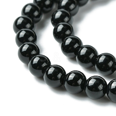 Natural Black Agate Round Beads Strands G-L086-A-01-1