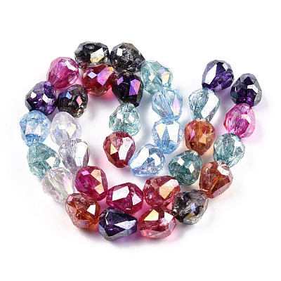 Transparent Electroplate Glass Beads Strands EGLA-N006-079H-1