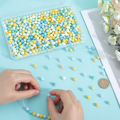 500Pcs Rubberized Style Imitated Silicone Acrylic Beads MACR-SP0001-07F-1
