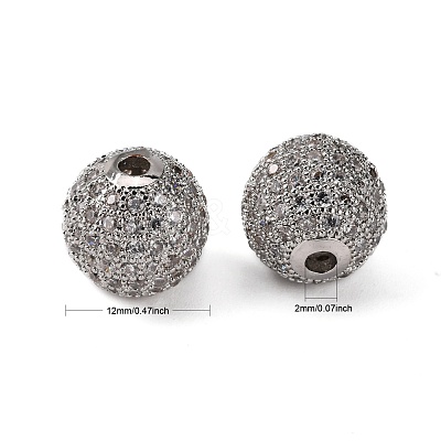 Brass Cubic Zirconia Beads ZIRC-F001-15P-1