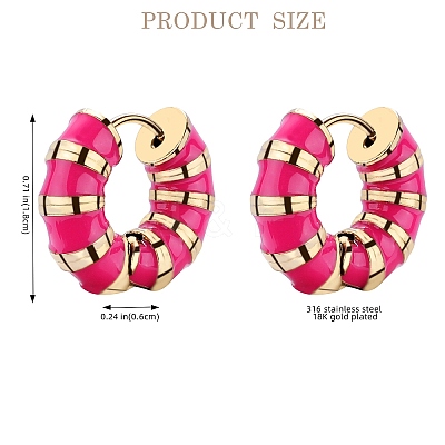 Enamel Striped Thick Hoop Earrings JE1110E-1