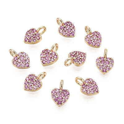 Brass Micro Pave Cubic Zirconia Charms KK-P157-14G-01B-NF-1