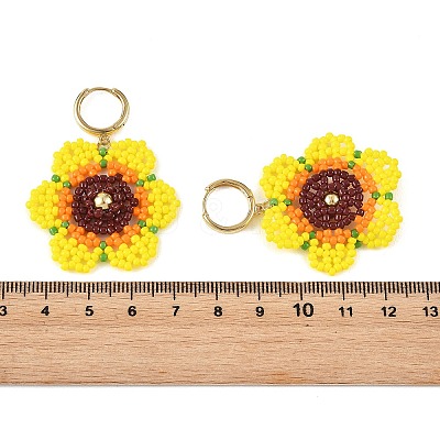 Glass Seed Bead Hoop Dangle Earrings EJEW-MZ00772-1