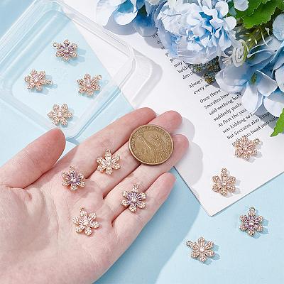 12Pcs 3 Colors Brass with Cubic Zirconia Pendants KK-DR0001-57-1
