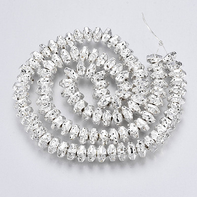 Electroplated Natural Lava Rock Beads Strands G-T114-66S-1