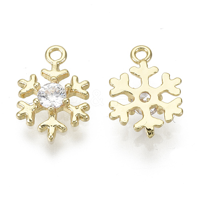Brass Micro Pave Clear Cubic Zirconia Charms KK-S348-527-NF-1