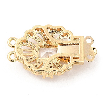 Brass Micro Pave Clear Cubic Zirconia Box Clasps KK-E052-01E-G01-1