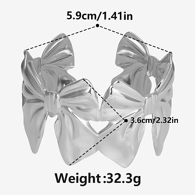 Bowknot 304 Stainless Steel Cuff Bracelets for Women YG5715-1-1