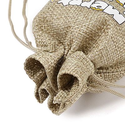 Christmas Printed Burlap Packing Pouches Drawstring Bags ABAG-Q053-02A-08-1