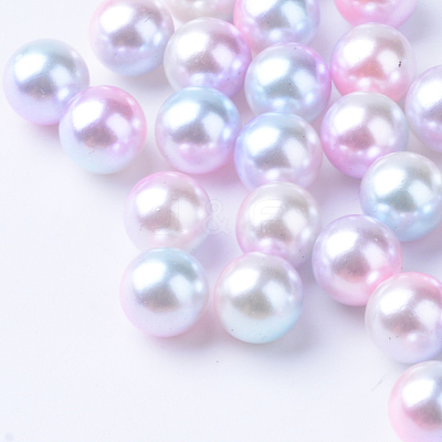 Rainbow Acrylic Imitation Pearl Beads X-OACR-R065-6mm-A01-1