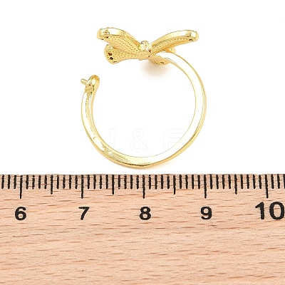Butterfly Brass Micro Pave Cubic Zirconia & Enamel Cuff Ring Settings KK-CBAC351-05P-1