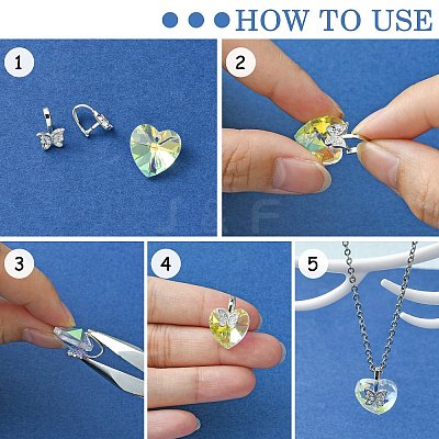 Anti-Tarnish Rhodium Plated 925 Sterling Silver Micro Pave Cubic Zirconia Pendant Bails STER-P034-13P-1