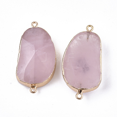 Electroplate Natural Rose Quartz Links Connectors G-S344-70F-01-1
