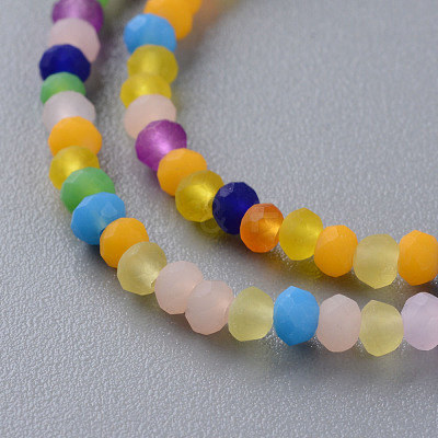 Frosted Glass Beads Strands X-FGLA-T002-10B-1