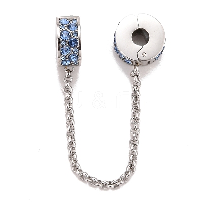 304 Stainless Steel Flat Round Safety Chain Clip Lock Stopper Charms STAS-C047-08P-1