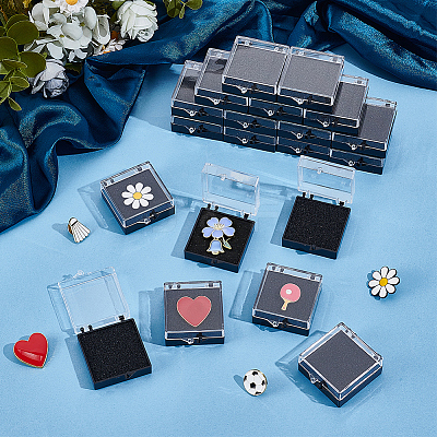20Pcs Transparent Plastic Loose Diamond Storage Boxes with Sponge Inside CON-CL0001-24-1