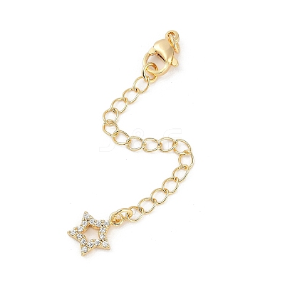 Brass Micro Pave Cubic Zirconia Ends with Chains KK-U043-02G-1