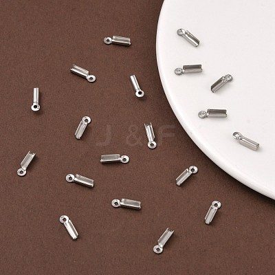 Tarnish Resistant 201 Stainless Steel Fold Over Crimp Cord Ends STAS-R055-07-1