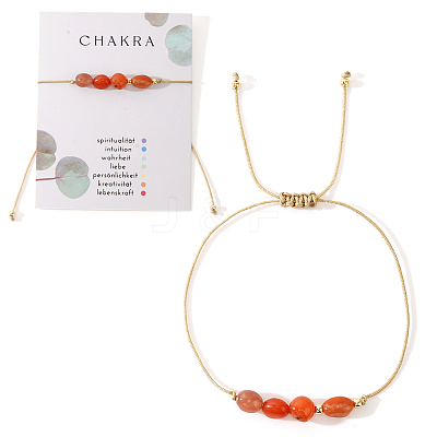 Chakra Adjustable Natural Carnelian Bead Braided Bead Bracelets UY1901-5-1
