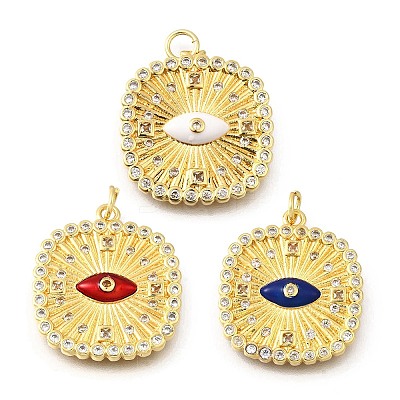 Brass Micro Pave Cubic Zirconia Pendants KK-U072-40B-G-1