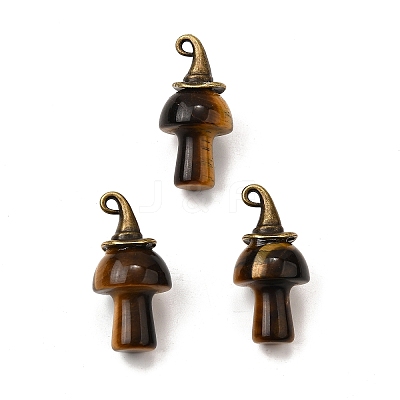 Natural Tiger Eye Mushroom Pendants G-D311-02AB-11-1