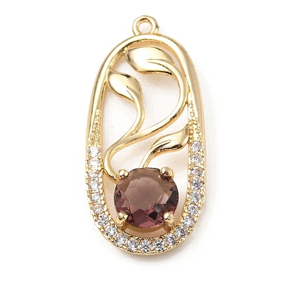 Brass with K9 Glass & Rhinestone Pendants KK-C024-05KCG-01-1