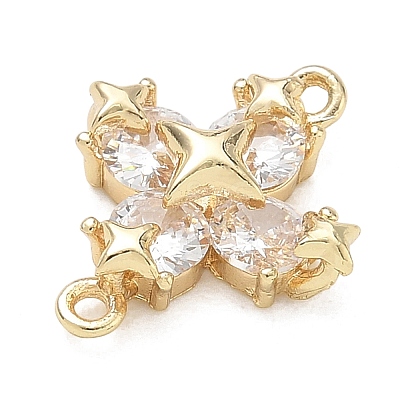 Brass Pave Clear Cubic Zirconia Connector Charms CU-G605-01G-1