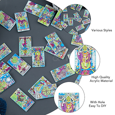 22Pcs 22 Style Printed Acrylic Pendants OACR-DC0001-22B-1