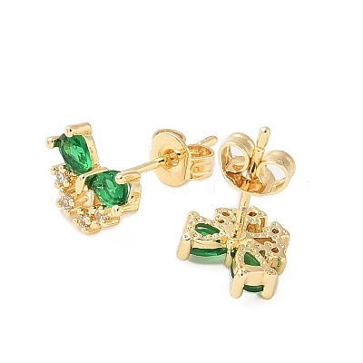 Brass Micro Pave Cubic Zirconia Stud Earrings EJEW-M103-09G-1