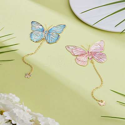 2Pcs 2 Colors Brass Bookmarks AJEW-LP0004-81A-1