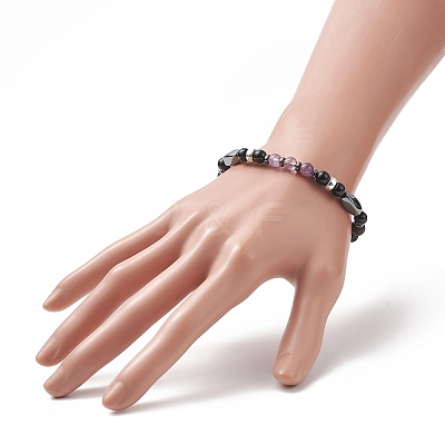 7Pcs 7 Style Natural & Synthetic Mixed Gemstone & Alloy Beaded Stretch Bracelets Set for Women BJEW-JB09235-1